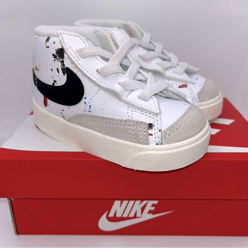 Nike Blazer Mid 77 BB Paint Splatter Sneakers Shoes Toddler size 4c
